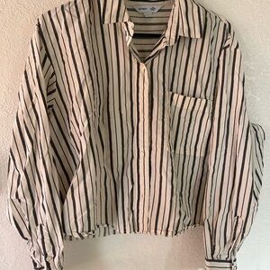 Striped cropped Button-Up Shirt